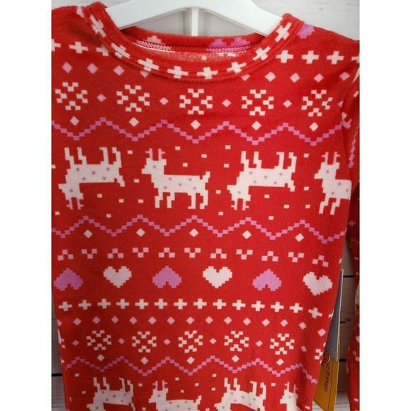 Cat and Jack Red Reindeer Hearts 2 Piece Pajama Sleepwear Size 4 - Picture 8 of 9